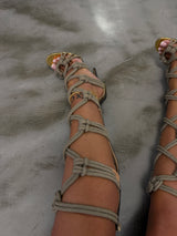 Jimmy Choo Keane Rope Gladiator Heels - EU 38