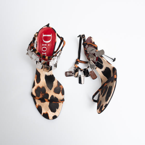 Dior Leopard Dog Tag Heels
