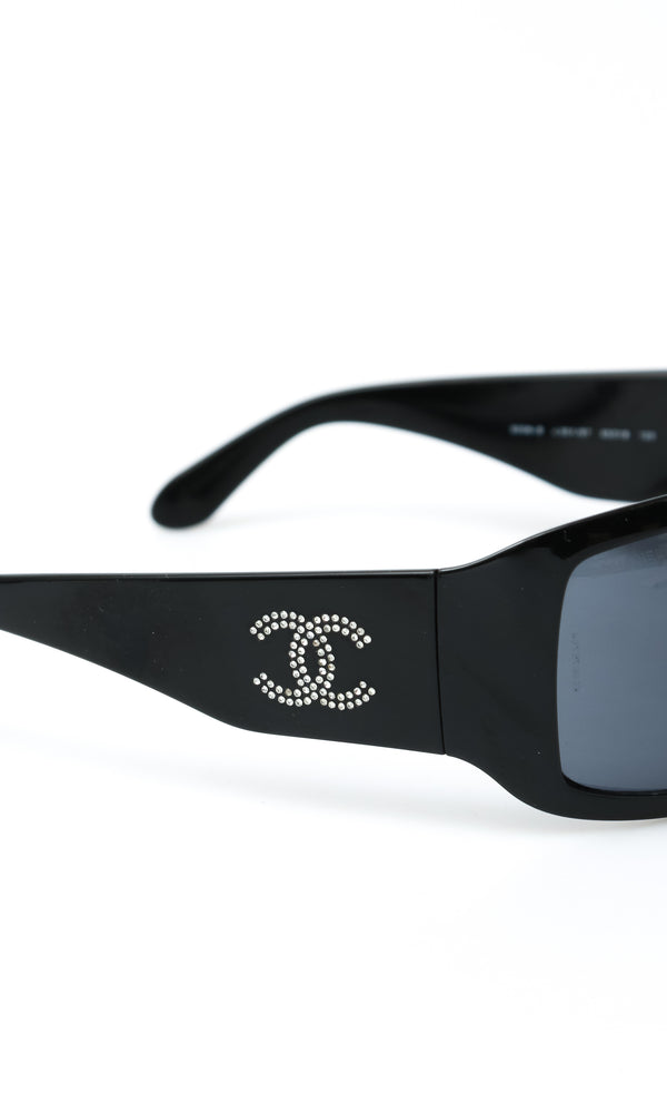 Chanel CC Rhinestone Shield Sunglasses