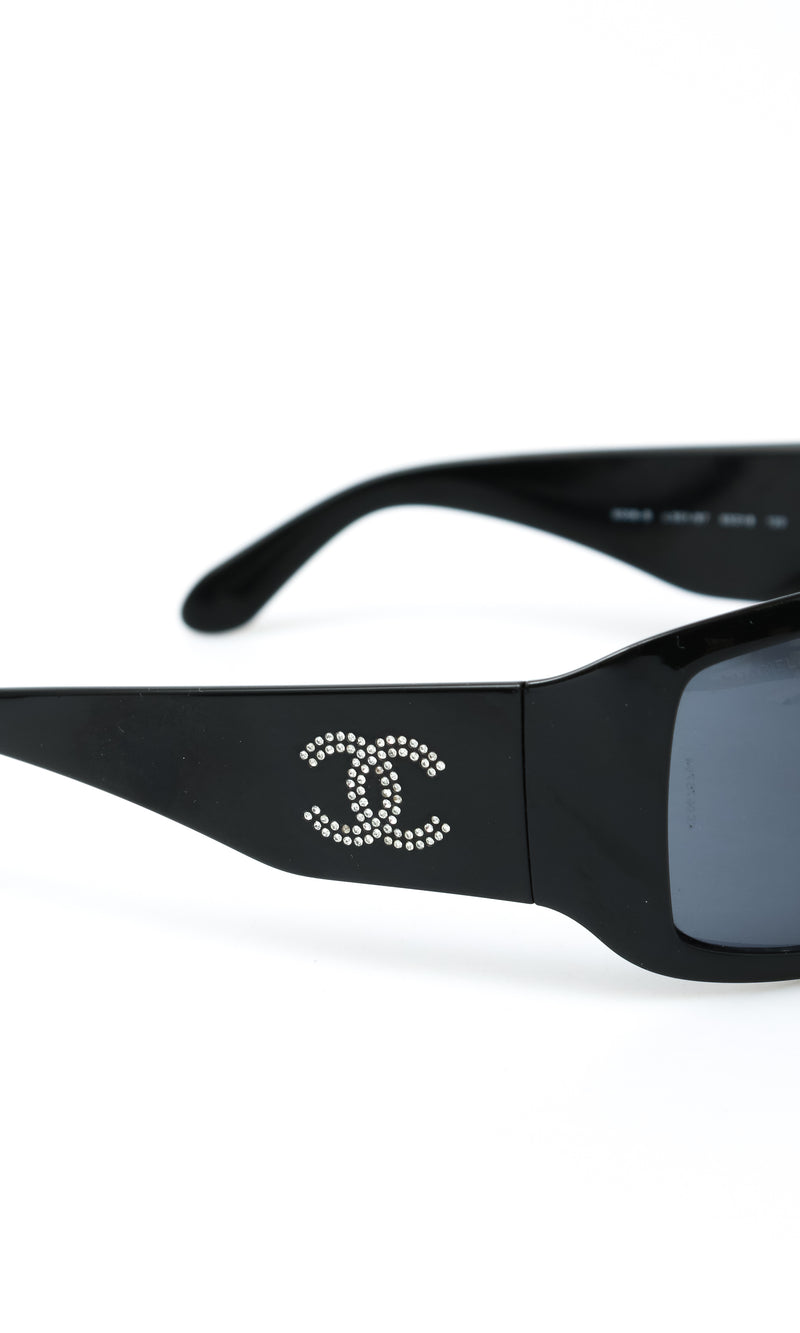 Chanel CC Rhinestone Shield Sunglasses