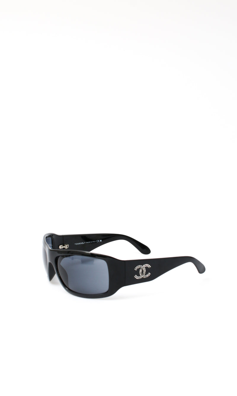 Chanel CC Rhinestone Shield Sunglasses