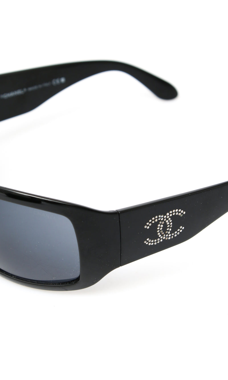 Chanel CC Rhinestone Shield Sunglasses