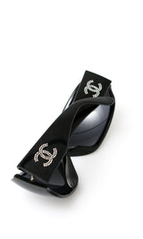 Chanel CC Rhinestone Shield Sunglasses