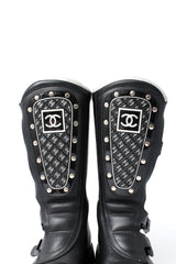 Chanel CC Leather Biker Boots