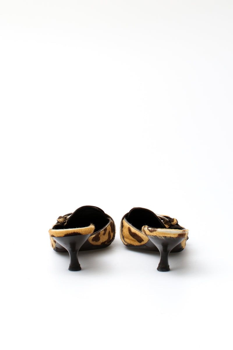 Prada Pony Hair Buckle Heels