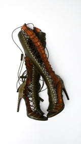 Emilio Pucci Leather Lace Up Knee High Heels