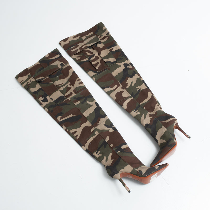 VETEMENTS Thigh-High Camo Boots