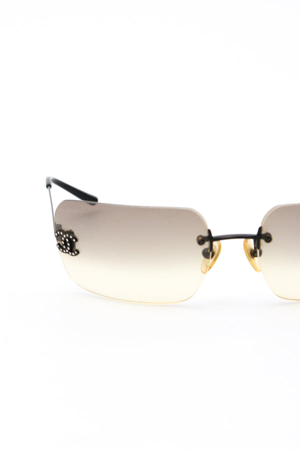 Chanel Rimless Rhinestone Sunglasses