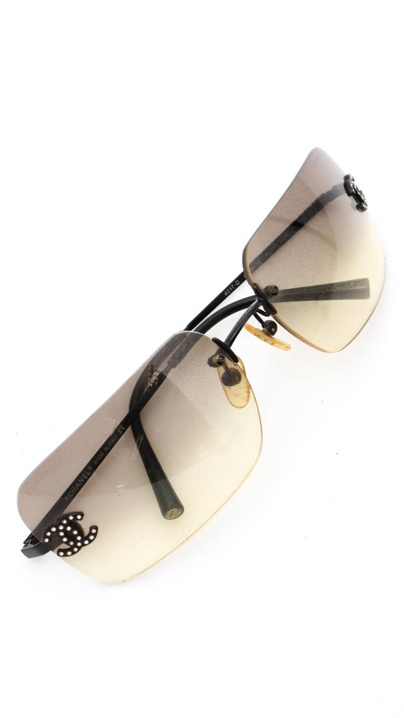 Chanel Rimless Rhinestone Sunglasses