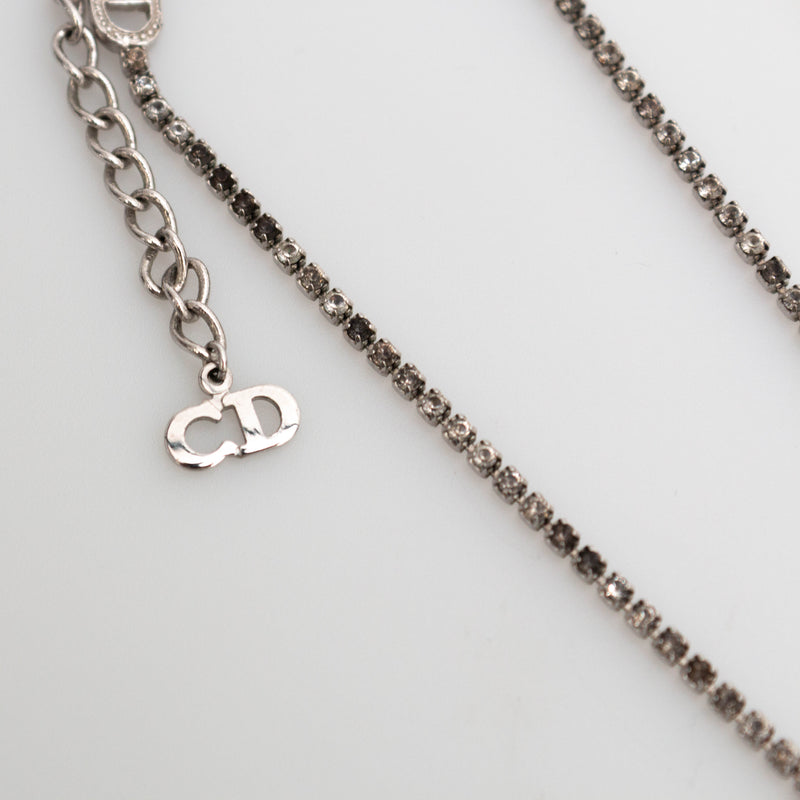 Dior Tag Rhinestone Necklace