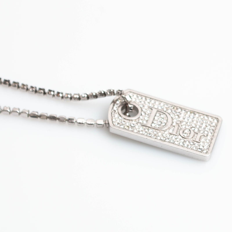 Dior Tag Rhinestone Necklace