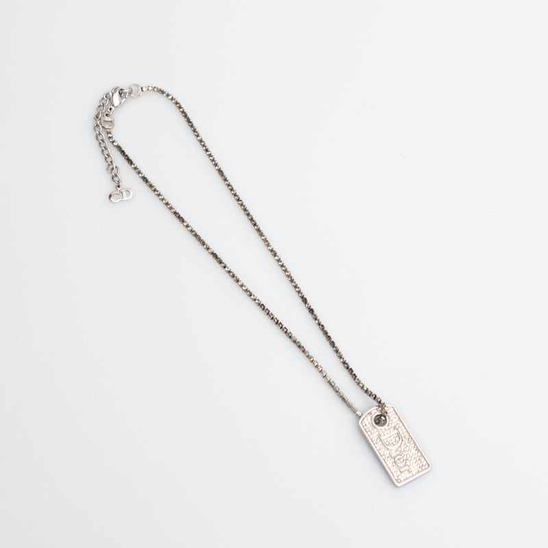 Dior Tag Rhinestone Necklace