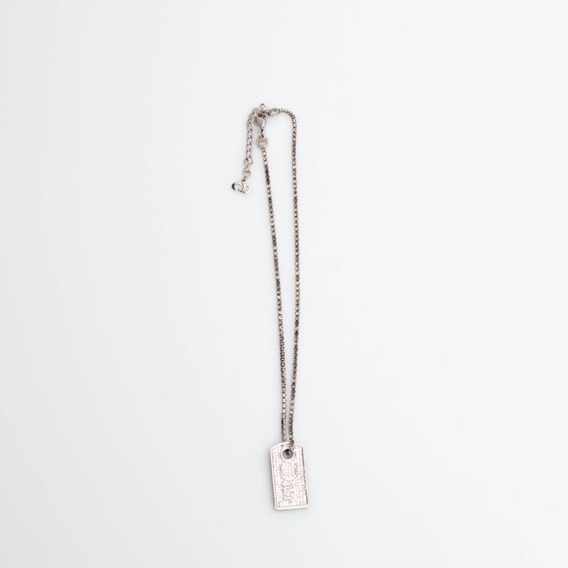 Dior Tag Rhinestone Necklace