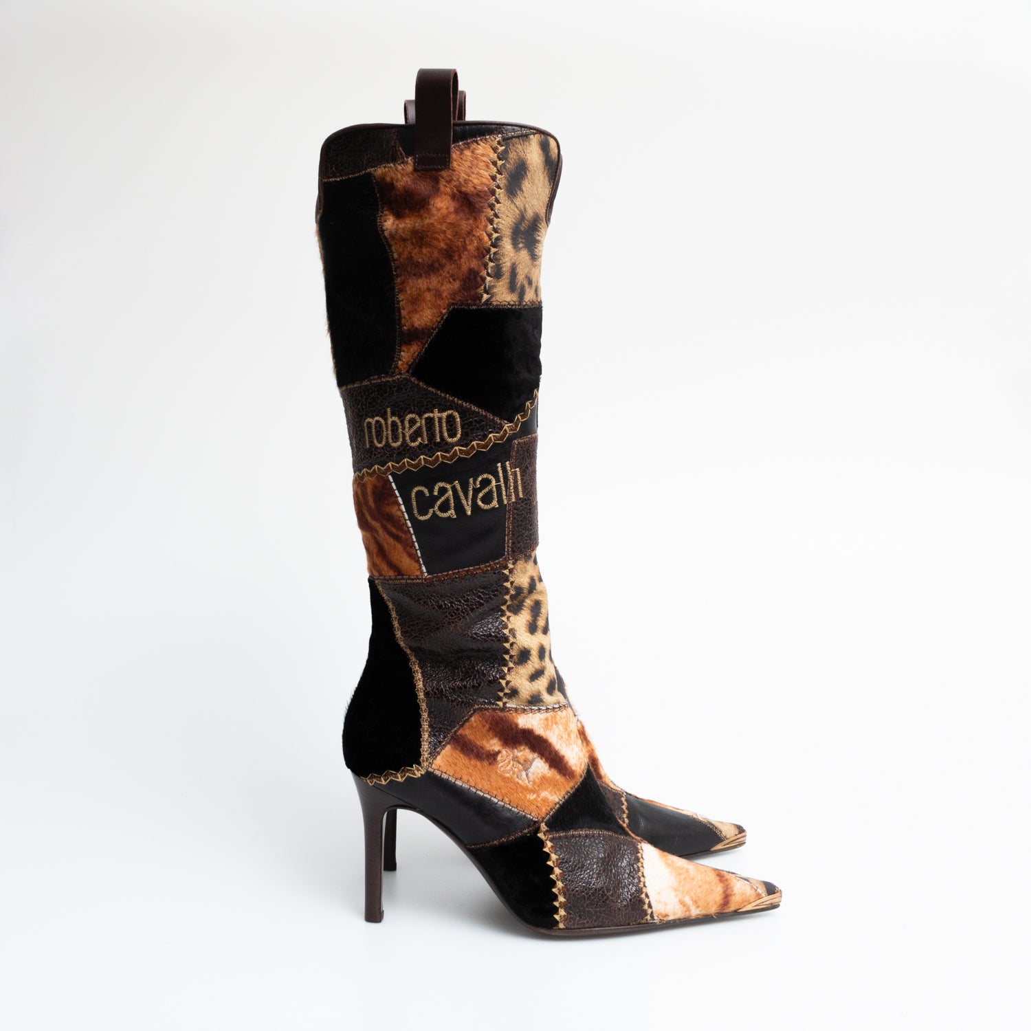 Escarpins Vintage Cathy Jean En Cuir Noir Effet Serpent - Taille 7 US, Talon Stiletto - Occasion