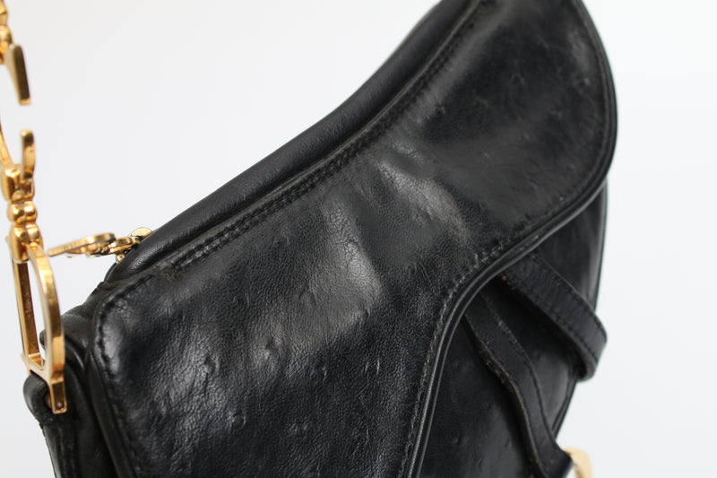 Dior Ostrich Chain Saddle Bag