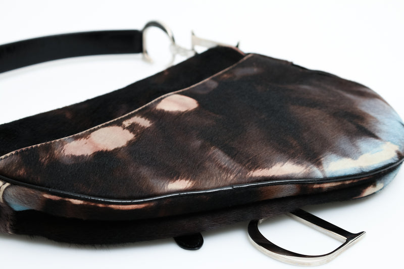 Dior Tie Dye Calf Hair Saddle Bag