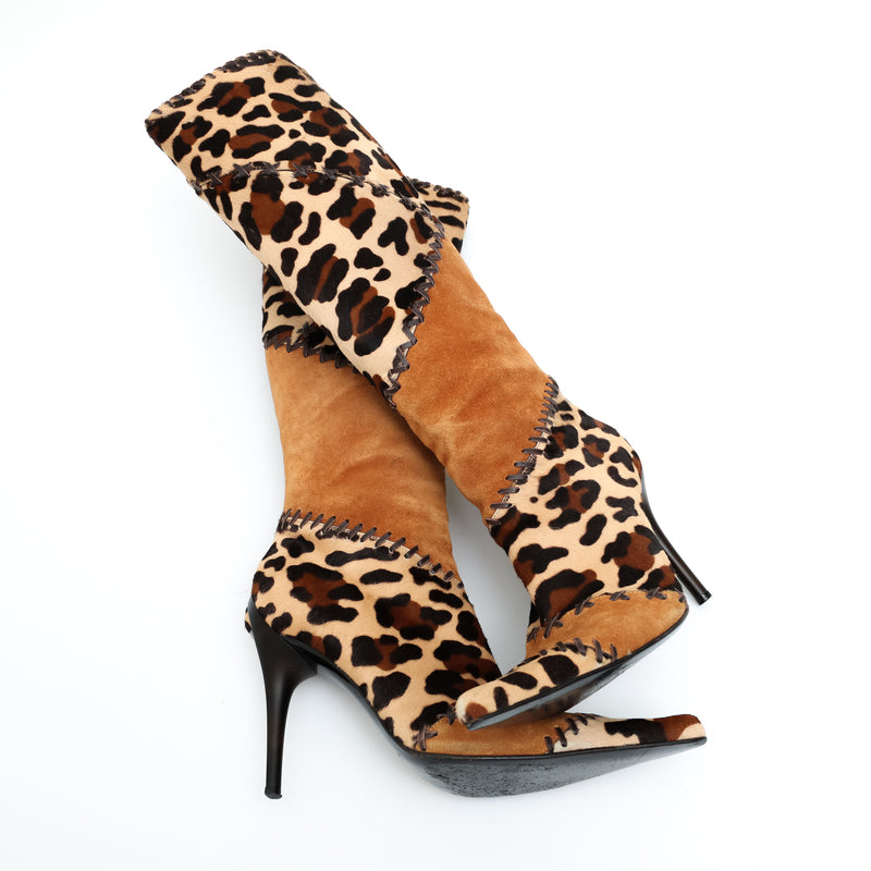 Casadei Pony Leopard Boots