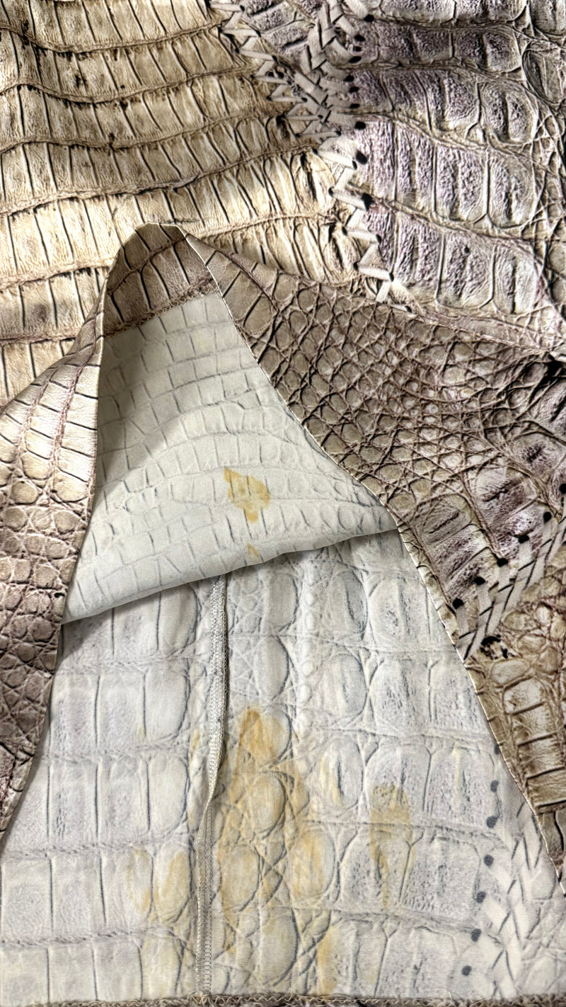 Roberto Cavalli Crocodile Print Tassel Silk Dress