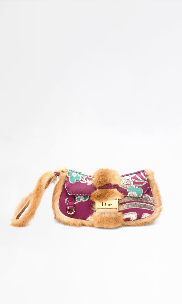 Dior Satin Fur Wristlet Bag