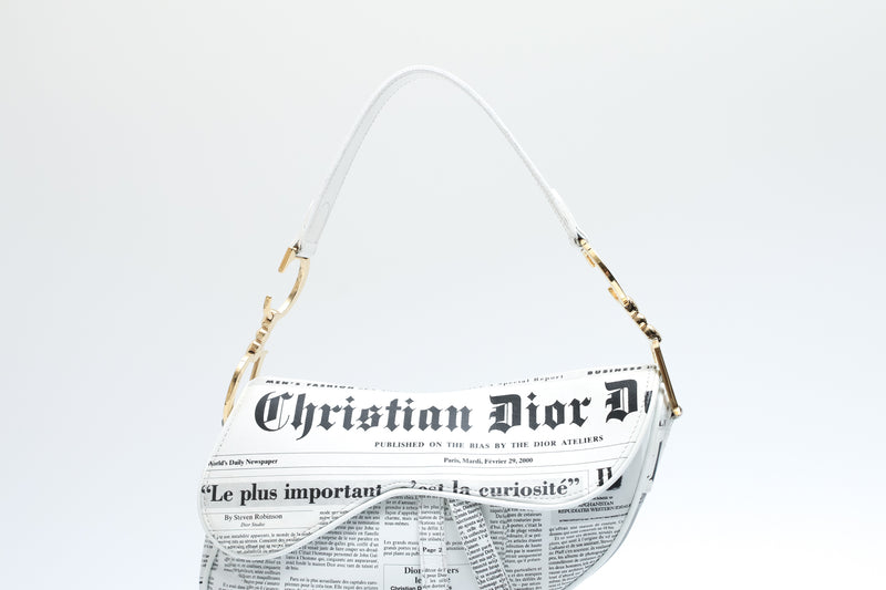 Dior Newspaper Print Saddle Bag