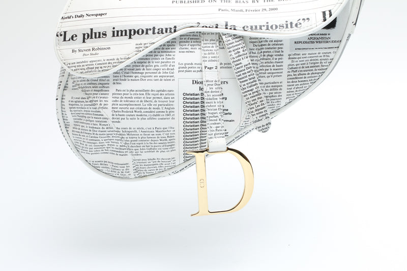 Dior Newspaper Print Saddle Bag