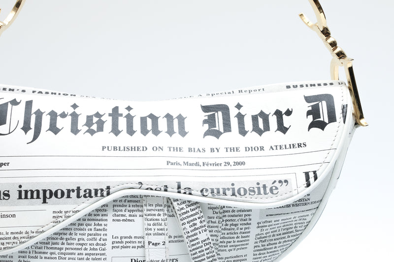 Dior Newspaper Print Saddle Bag