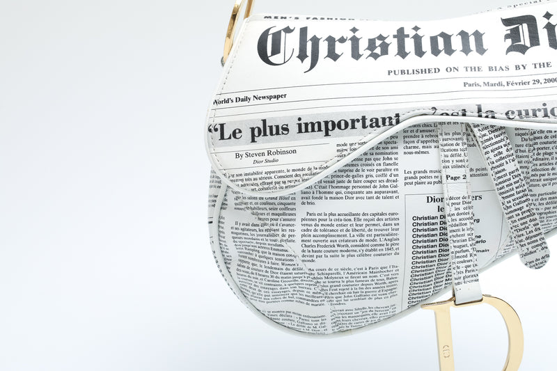 Dior Newspaper Print Saddle Bag