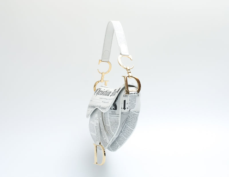 Dior Newspaper Print Saddle Bag