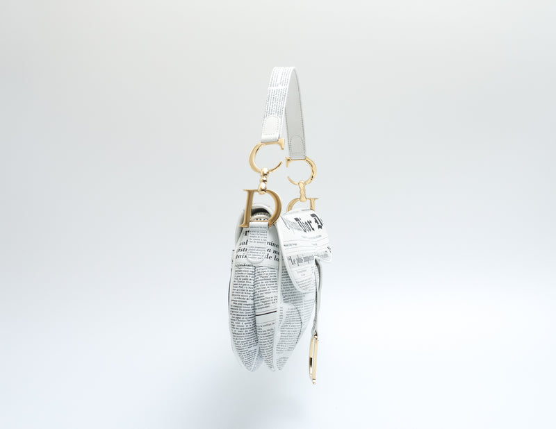 Dior Newspaper Print Saddle Bag
