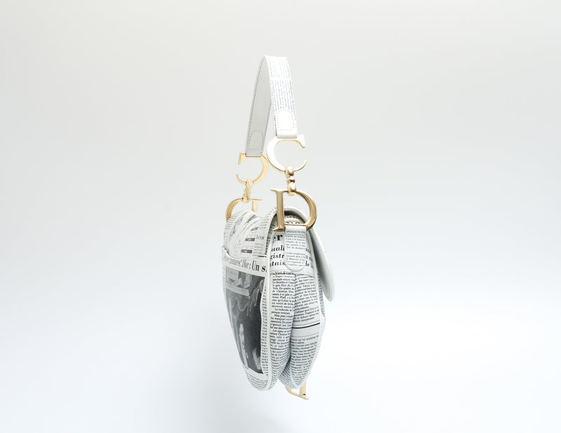Dior Newspaper Print Saddle Bag