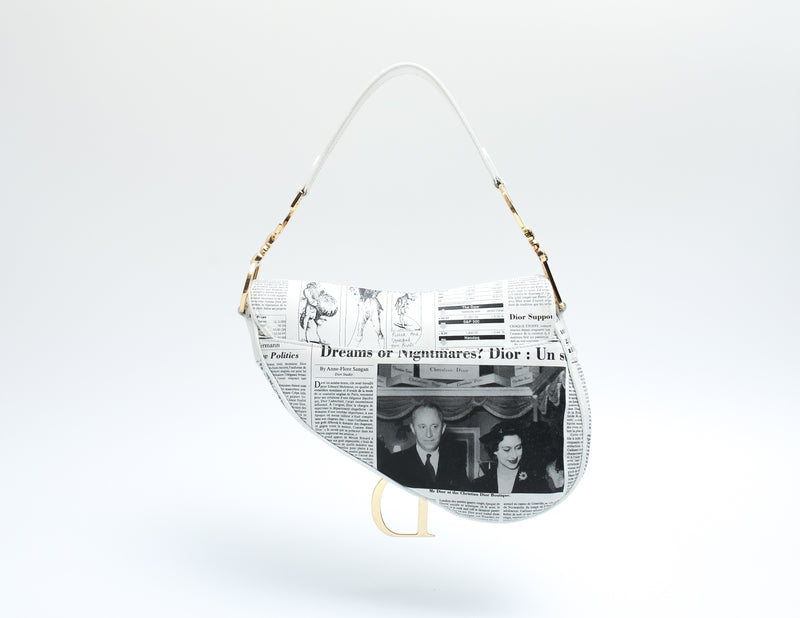 Dior Newspaper Print Saddle Bag