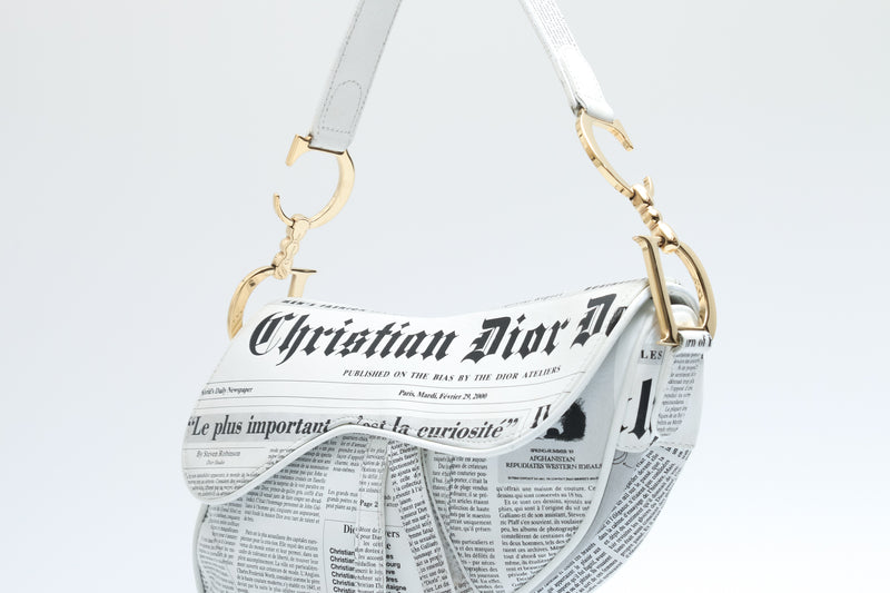 Dior Newspaper Print Saddle Bag