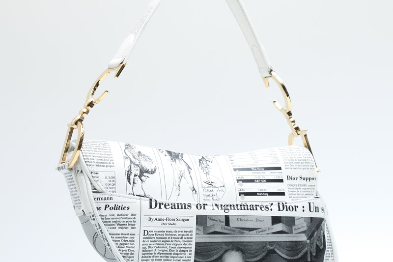 Dior Newspaper Print Saddle Bag