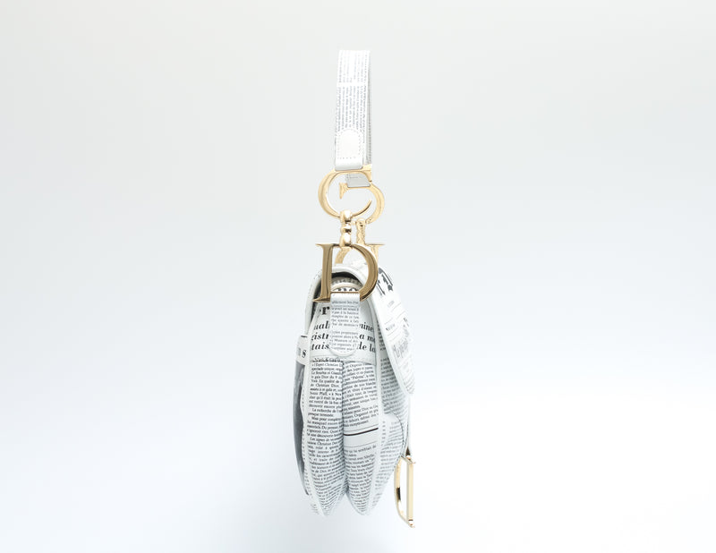 Dior Newspaper Print Saddle Bag