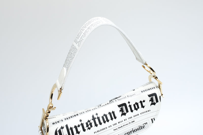 Dior Newspaper Print Saddle Bag