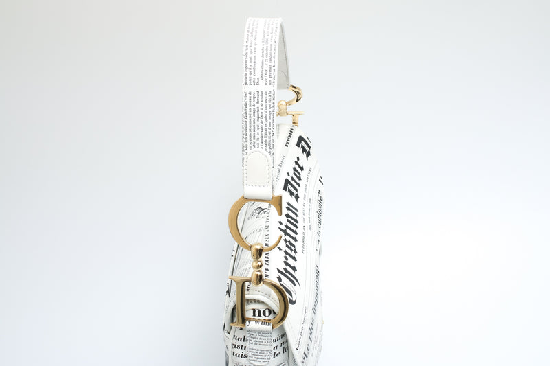 Dior Newspaper Print Saddle Bag