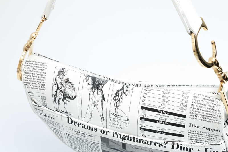 Dior Newspaper Print Saddle Bag