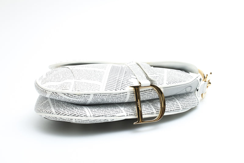 Dior Newspaper Print Saddle Bag