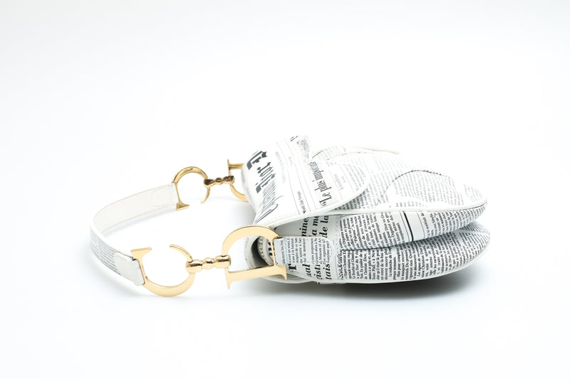 Dior Newspaper Print Saddle Bag