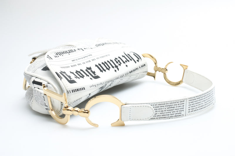 Dior Newspaper Print Saddle Bag