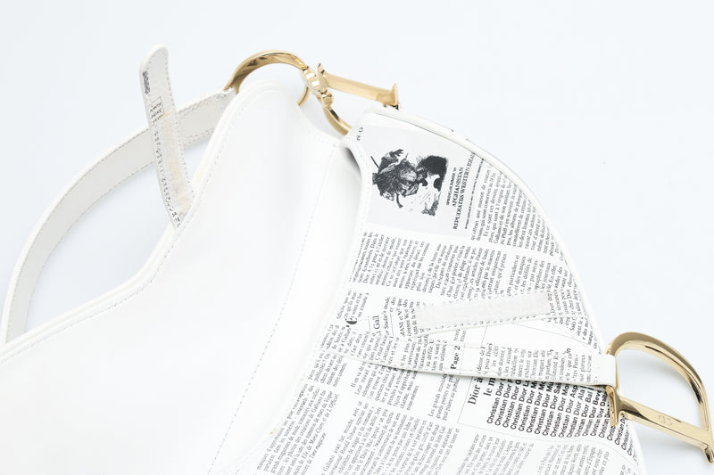 Dior Newspaper Print Saddle Bag