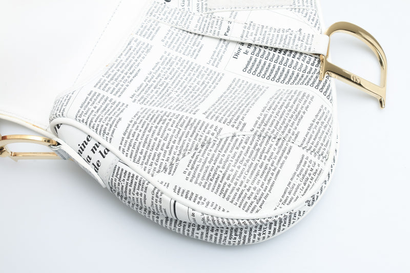 Dior Newspaper Print Saddle Bag