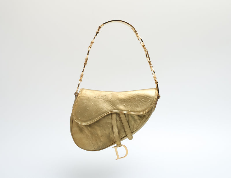 Dior Ostrich Mini Saddle Bag