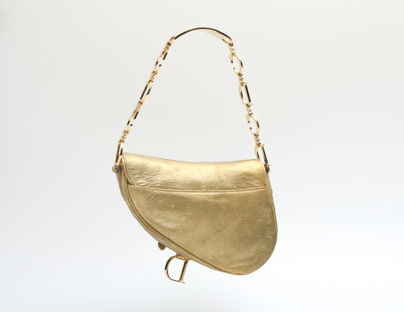 Dior Ostrich Mini Saddle Bag