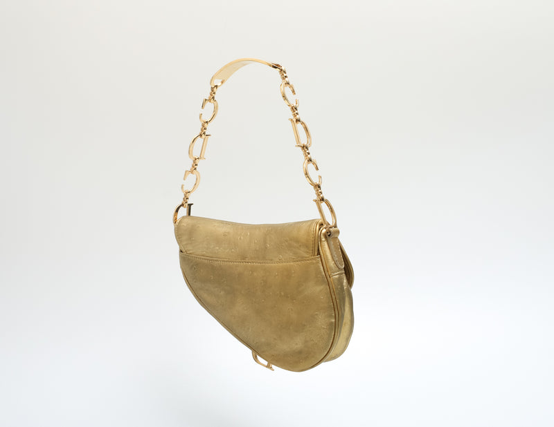 Dior Ostrich Mini Saddle Bag