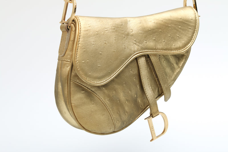 Dior Ostrich Mini Saddle Bag