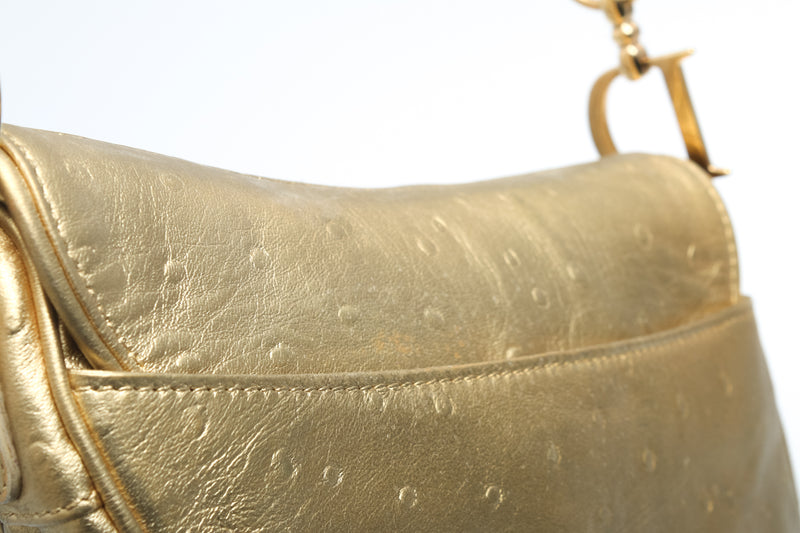 Dior Ostrich Mini Saddle Bag