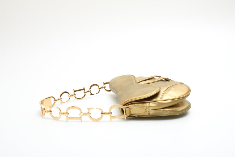 Dior Ostrich Mini Saddle Bag