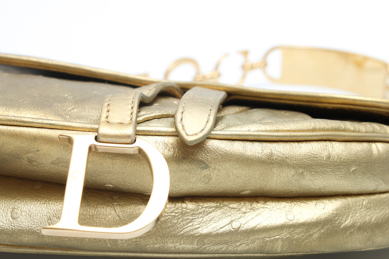 Dior Ostrich Mini Saddle Bag