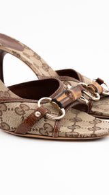 Gucci Monogram Bamboo Horsebit Heels - EU 39